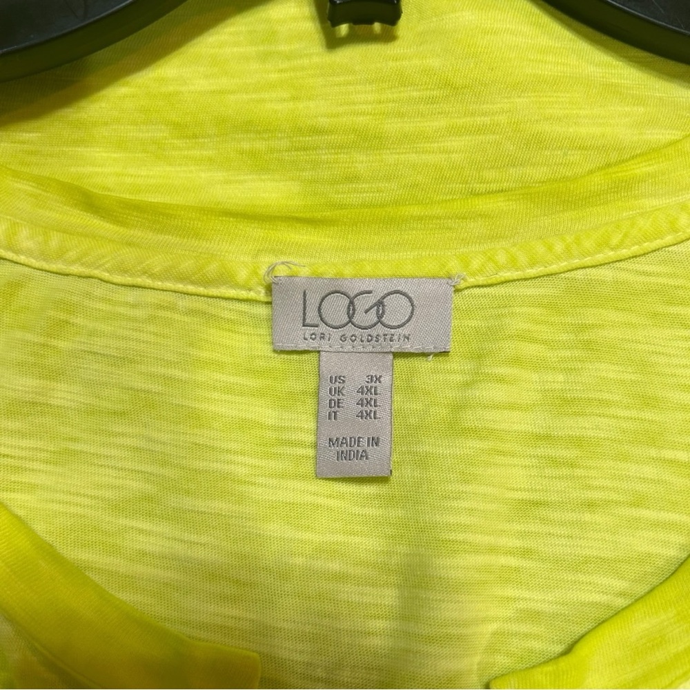 LOGO by Lori Goldstein Lime Green V-Neck Tunic - Picture 3 of 3